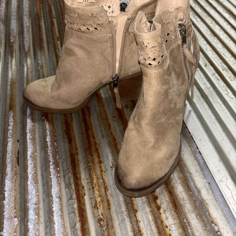 Not Rated Suede Ankle Booties in Taupe